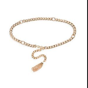 NEW Vince Camuto Sizes M/L, XL Embellished Bold Curb Link Chain Belt - Gold